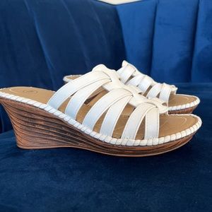 2” high heel White sandals, size 7.